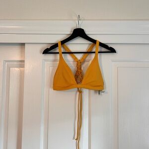 PINK Victoria's Secret Yellow Lace-Up Bikini Top